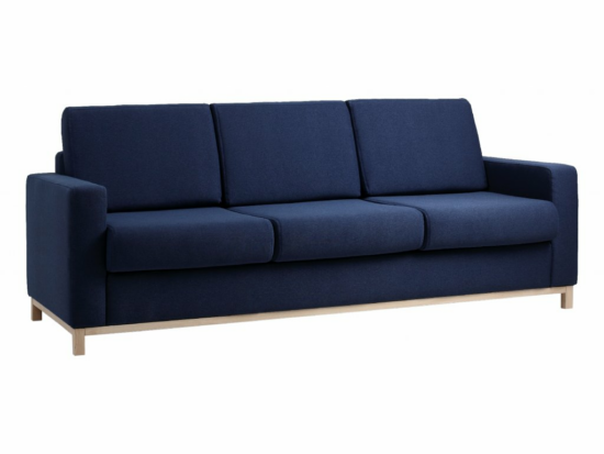 Nordic Design Tmavě modrá látková třímístná rozkládací pohovka Skandi 215 cm