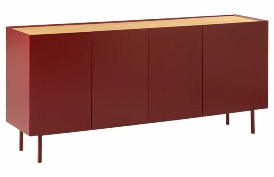 Tmavě červená dubová komoda Teulat Arista 165 x 40 cm