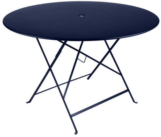 Tmavě modrý kovový skládací stůl Fermob Bistro Ø 117 cm