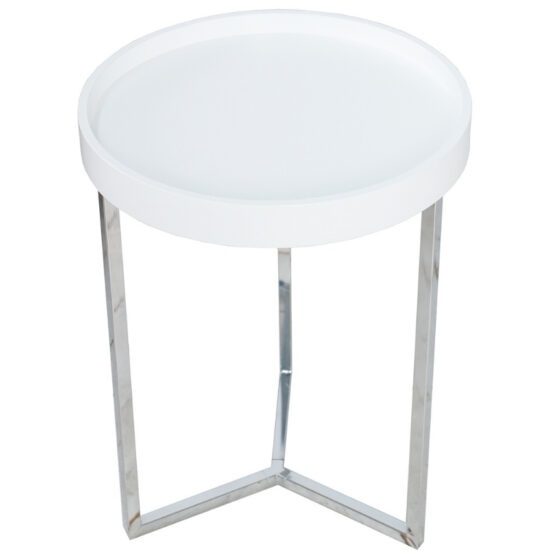 Moebel Living Bílý kulatý odkládací stolek Cotis 40 cm
