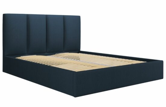 Modrá látková dvoulůžková postel MICADONI Pyla 140 x 200 cm s úložným prostorem