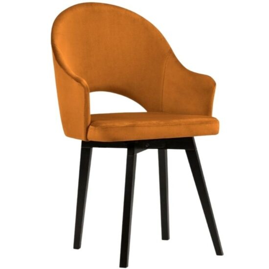Oranžová sametová jídelní židle MICADONI GABRO