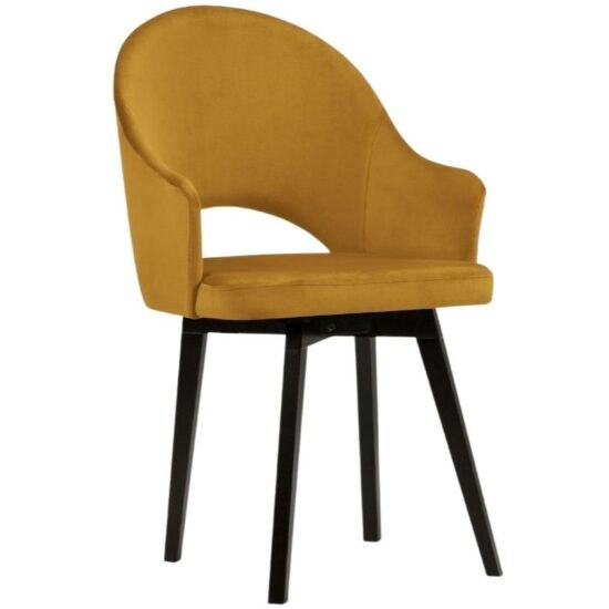 Žlutá sametová jídelní židle MICADONI GABRO