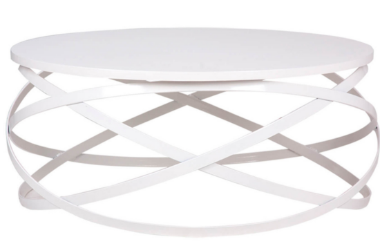 Bílý jasanový konferenční stolek s bílou podnoží Somcasa Dario 80 cm