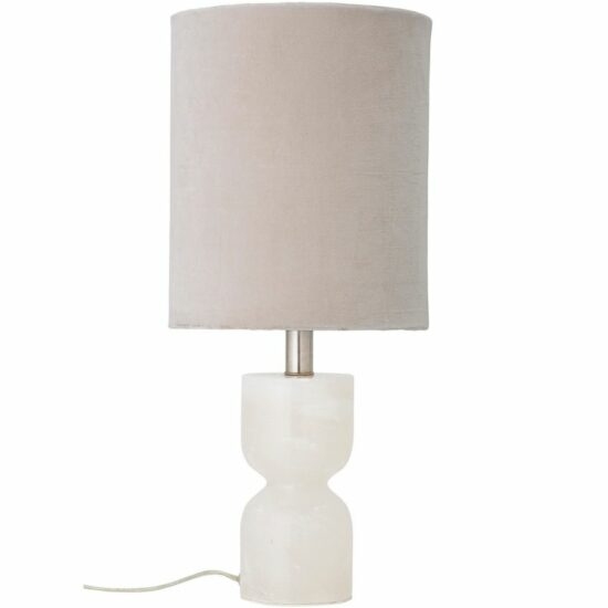 Krémově bílá sametová stolní lampa Bloomingville Indee