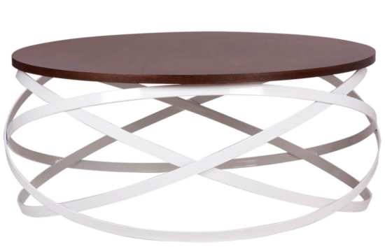 Ořechový konferenční stolek s bílou podnoží Somcasa Dario 80 cm