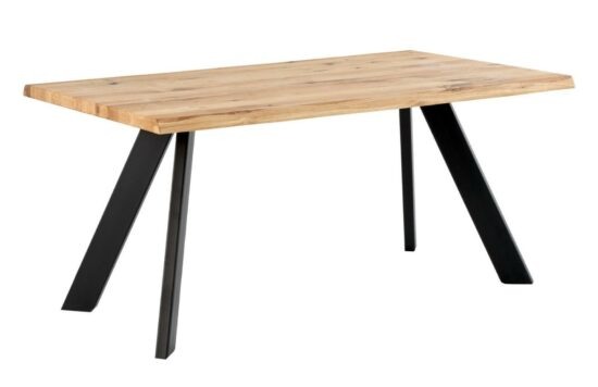 Dubový jídelní stůl Somcasa Lucina 160 x 90 cm s černou podnoží