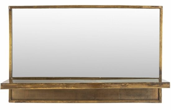 White Label Mosazné kovové závěsné zrcadlo WLL Feyza 61x38 cm