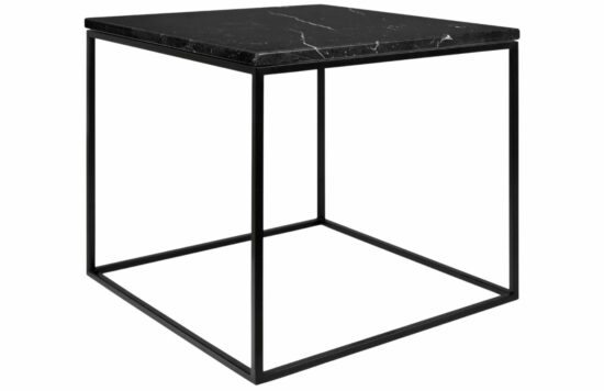 Černý mramorový odkládací stolek TEMAHOME Gleam 50 x 50 cm s černou podnoží