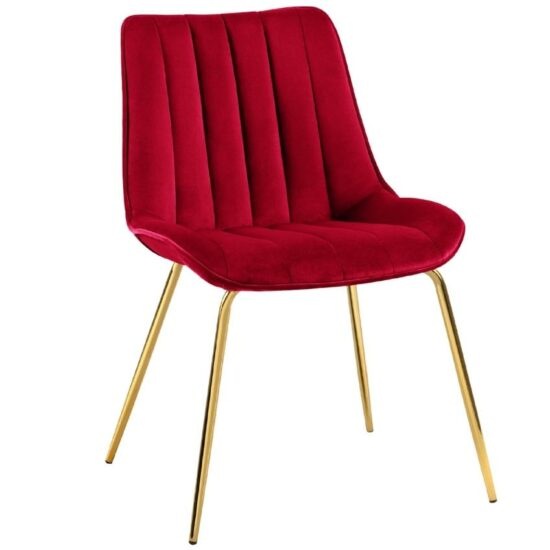 Červená sametová jídelní židle MICADONI YUMA