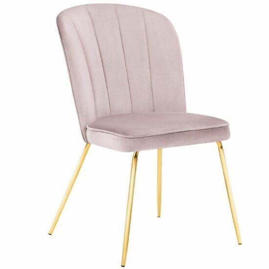 Růžová sametová jídelní židle MICADONI CERA