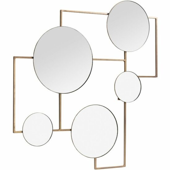 Zlaté nástěnné zrcadlo Kave Home Platte 81 x 83 cm