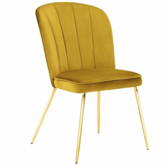 Žlutá sametová jídelní židle MICADONI CERA
