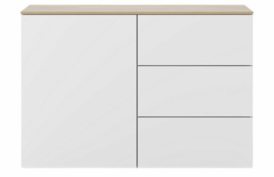 Bílá komoda TEMAHOME Join 120 x 50 cm s dubovou deskou