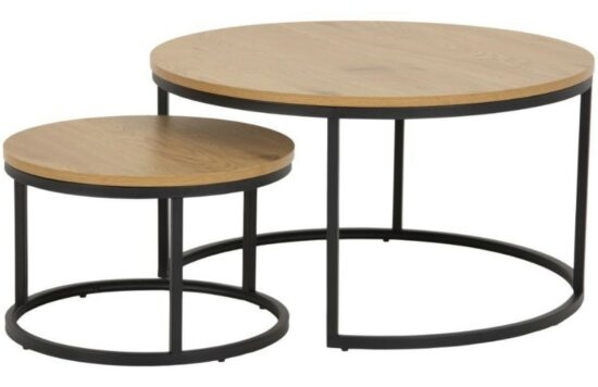 Scandi Set dvou přírodních dřevěných konferenčních stolků Sprut 80/50 cm
