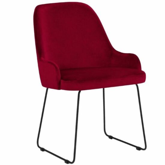 Červená sametová jídelní židle MICADONI OLIVINE