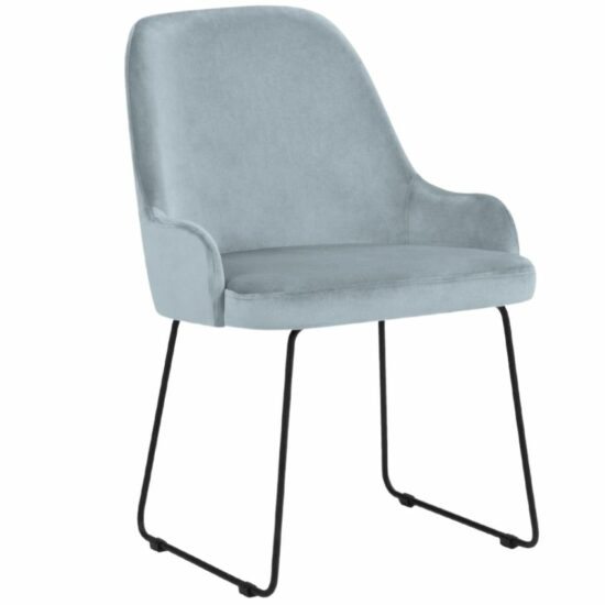 Světle modrá sametová jídelní židle MICADONI OLIVINE