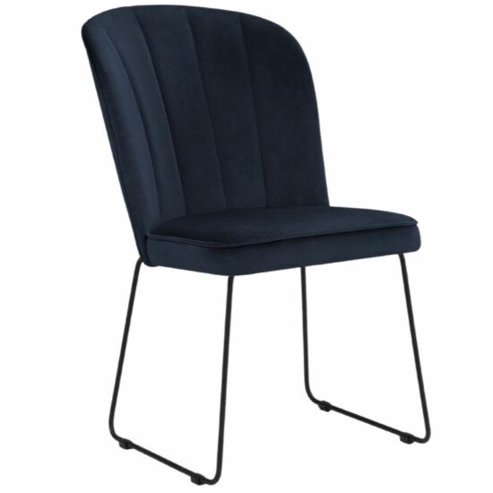 Tmavě modrá sametová jídelní židle MICADONI CABRI