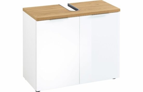 Bílá umyvadlová skříňka Germania Pescara 2752-513 70 x 34 cm s dubovou deskou