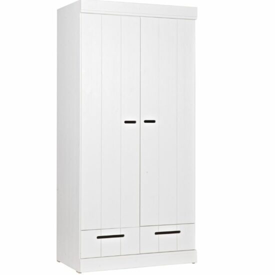 Hoorns Bílá dřevěná šatní skříň Ernie 195 x 94 cm