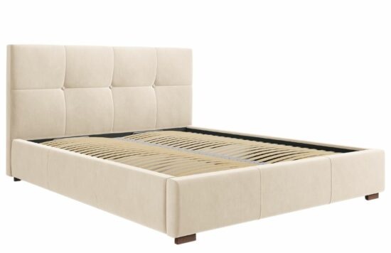 Béžová sametová postel MICADONI SAGE 140 x 200 cm