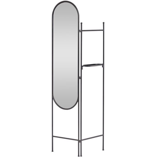Černé kovové stojací zrcadlo Kave Home Vaniria 82 x 183 cm