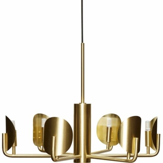 Zlatý mosazný závěsný lustr Hübsch Clay 54 cm