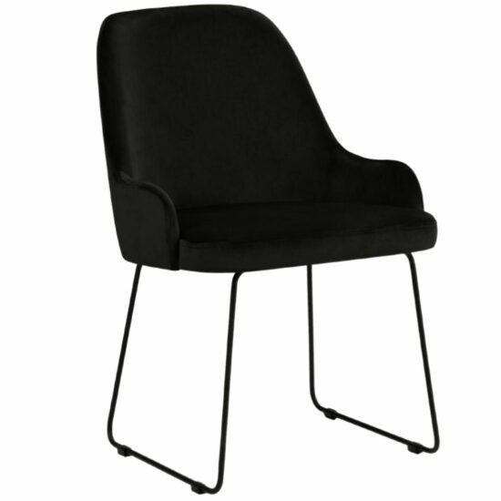Černá sametová jídelní židle MICADONI OLIVINE