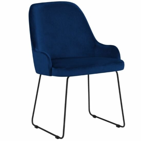 Královsky modrá sametová jídelní židle MICADONI OLIVINE