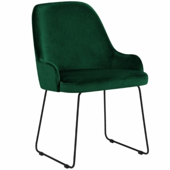 Tmavě zelená sametová jídelní židle MICADONI OLIVINE