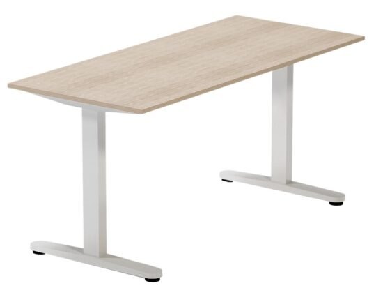 ARBYD Dubový výškově nastavitelný kancelářský stůl Thor 180 x 80 cm s bílou podnoží