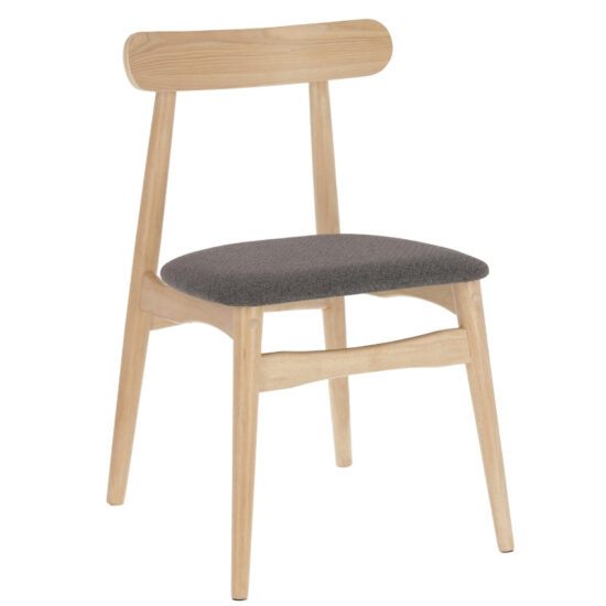 Dřevěná jídelní židle Kave Home Name s šedým sedákem