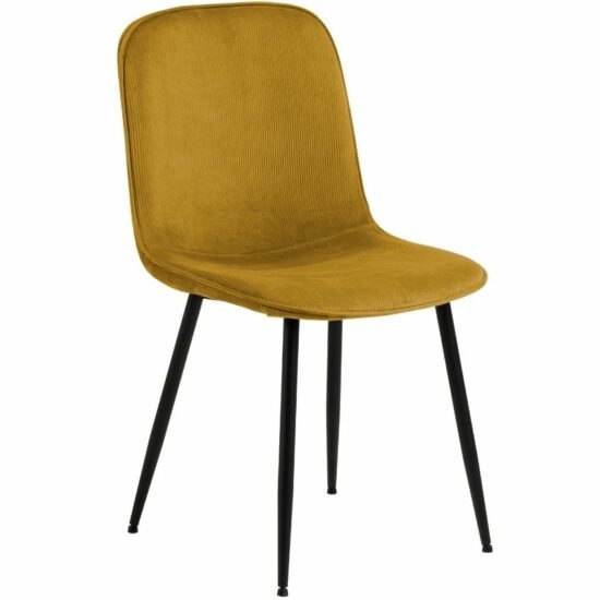 Scandi Hořčicově žlutá manšestrová jídelní židle Nanko