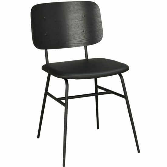 Černá jasanová jídelní židle s koženkovým sedákem ROWICO BRENT