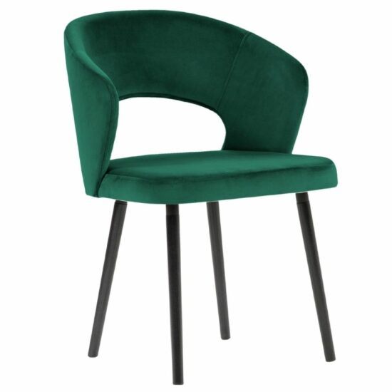Smaragdově zelená sametová jídelní židle MICADONI GOA