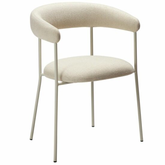​​​​​Dan-Form Krémově bílá látková jídelní židle DAN-FORM Plenti s bílou podnoží