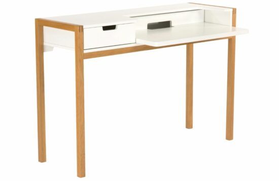 Bílý pracovní stůl Woodman Farringdon s dubovou podnoží 122x43 cm