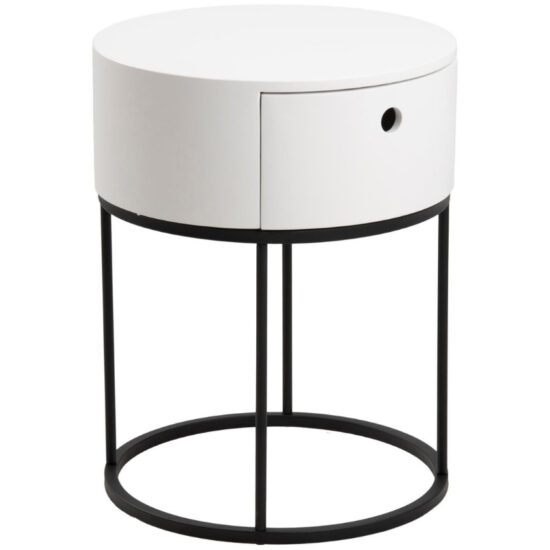 Scandi Bílý dřevěný noční stolek Pulo 40 cm
