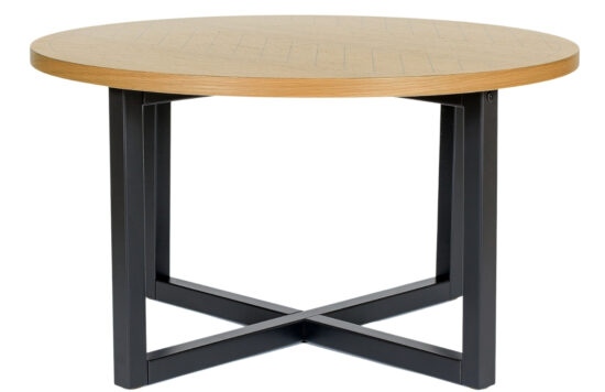 Dubový rýhovaný kulatý konferenční stolek Woodman Camden s březovou podnoží 80 cm