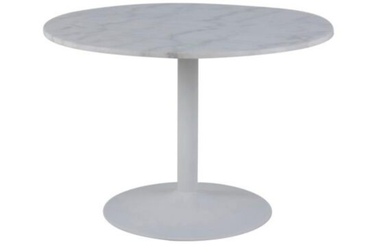 Scandi Bílý mramorový kulatý jídelní stůl Theon 110 cm