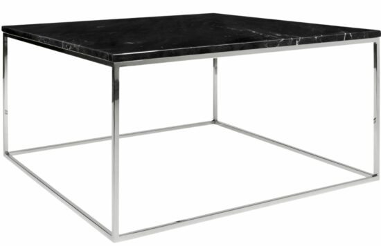 Černý mramorový konferenční stolek TEMAHOME Gleam 75x75 cm s chromovanou podnoží