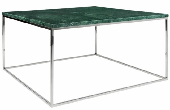 Zelený mramorový konferenční stolek TEMAHOME Gleam 75x75 cm s chromovanou podnoží