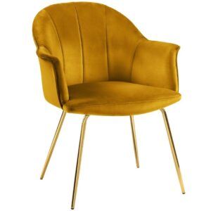Hořčicově žlutá sametová jídelní židle MICADONI TANAMI