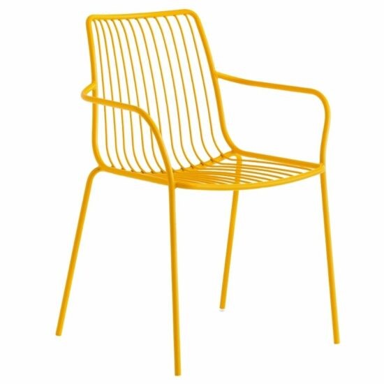 Pedrali Žlutá kovová zahradní židle Nolita 3656 s područkami