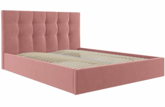 Růžová sametová dvoulůžková postel MICADONI Phaedra 180 x 200 cm