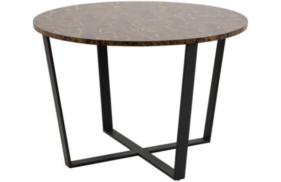 Scandi Hnědý mramorový kulatý jídelní stůl Calvin 110 cm
