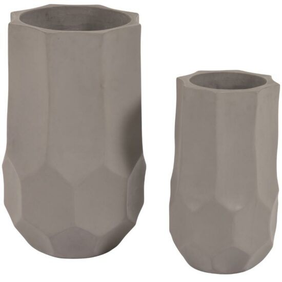 Set dvou šedých cementových květináčů Kave Home Veruska  Ø 23 / 36 cm