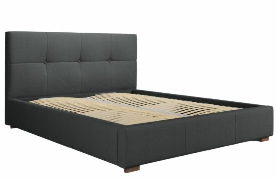 Tmavě šedá látková postel MICADONI SAGE 180 x 200 cm