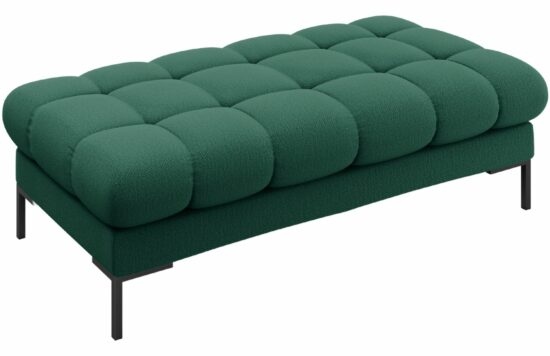 Zelená látková lavice MICADONI Mamaia 133 cm s černou podnoží