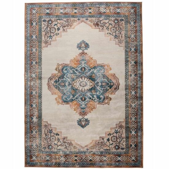 Modrý koberec s orientálními vzory DUTCHBONE Mahal 200x30 cm